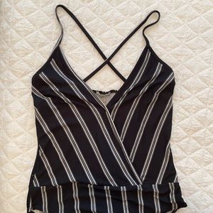 Black cross back bodysuit